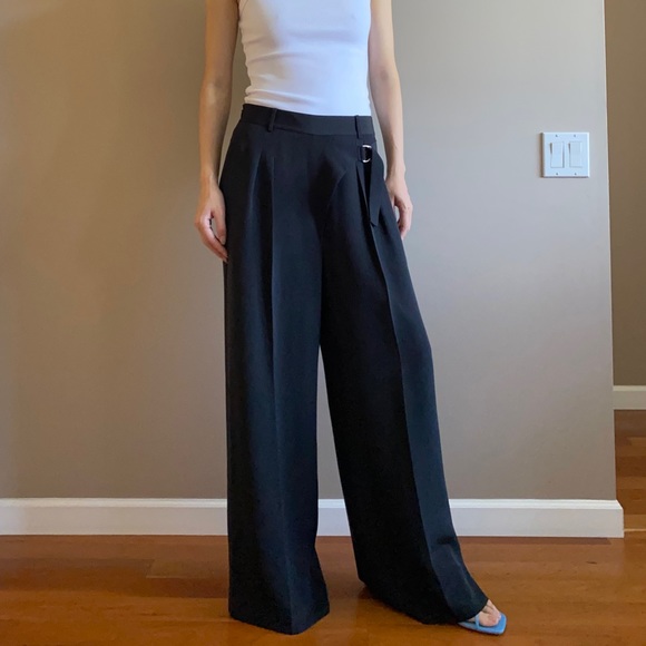 Alexander Wang Pants - Alexander wang cross over wide leg silk trouser pants black
